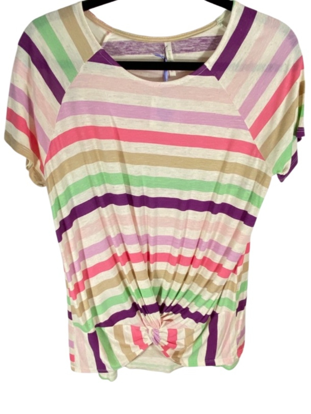 NWT! Candy Stripes Linen Blend Twist Tee
